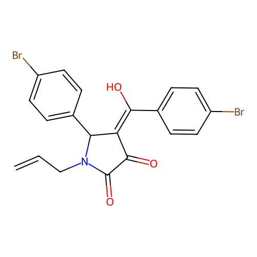 (4E)-5-(4-bromophenyl)-4-[(4-bromophenyl)(hydroxy)methylidene]-1-(prop-2-en-1-yl)pyrrolidine-2,3-dione structure