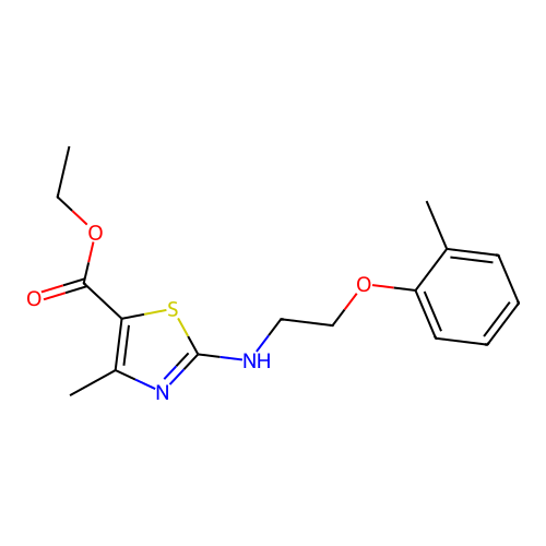 Ethyl 4-methyl-2-{[2-(2-methylphenoxy)ethyl]amino}-1,3-thiazole-5-carboxylate structure