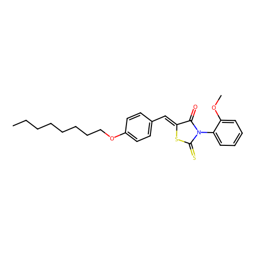 (5Z)-3-(2-methoxyphenyl)-5-[4-(octyloxy)benzylidene]-2-thioxo-1,3-thiazolidin-4-one structure