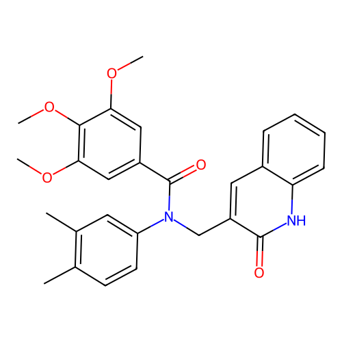N-(3,4-dimethylphenyl)-3,4,5-trimethoxy-N-[(2-oxo-1H-quinolin-3-yl)methyl]benzamide structure