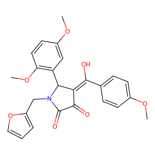 (4E)-5-(2,5-dimethoxyphenyl)-1-(furan-2-ylmethyl)-4-[hydroxy(4-methoxyphenyl)methylidene]pyrrolidine-2,3-dione structure