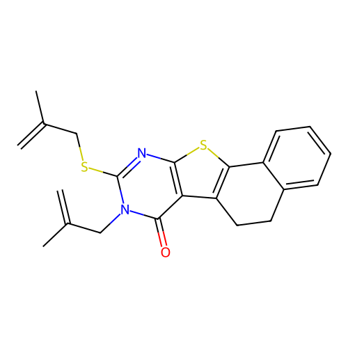 8-(2-methylallyl)-9-((2-methylallyl)thio)-5,6-dihydronaphtho[2',1':4,5]thieno[2,3-d]pyrimidin-7(8H)-one structure