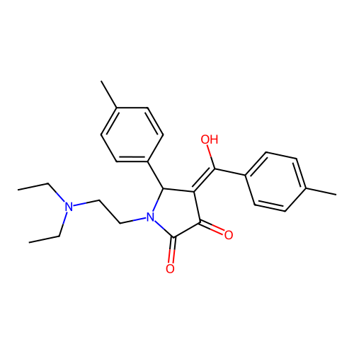 (4E)-1-(2-diethylaminoethyl)-4-[hydroxy-(4-methylphenyl)methylidene]-5-(4-methylphenyl)pyrrolidine-2,3-dione structure