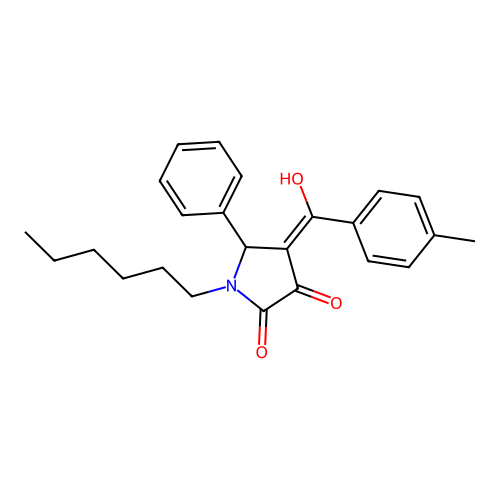 (4E)-1-hexyl-4-[hydroxy(4-methylphenyl)methylidene]-5-phenylpyrrolidine-2,3-dione structure