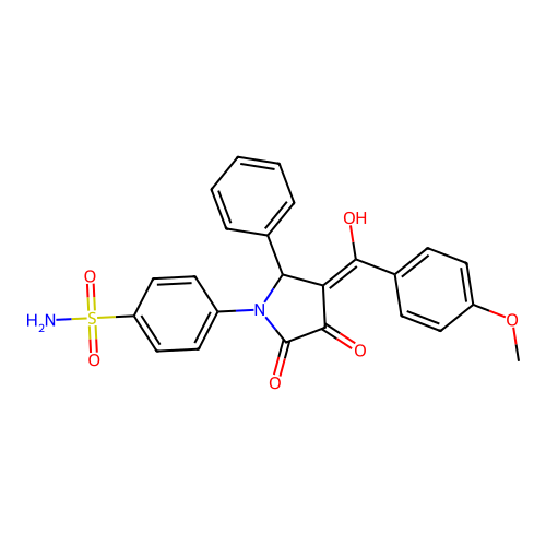 4-[(4E)-4-[hydroxy-(4-methoxyphenyl)methylidene]-2,3-dioxo-5-phenylpyrrolidin-1-yl]benzenesulfonamide structure