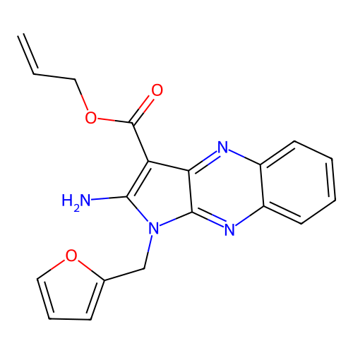 allyl 2-amino-1-(furan-2-ylmethyl)-1H-pyrrolo[2,3-b]quinoxaline-3-carboxylate structure