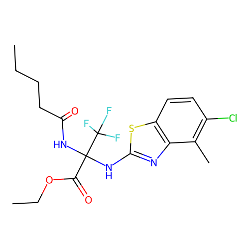 (S)-ethyl 2-((5-chloro-4-methylbenzo[d]thiazol-2-yl)amino)-3,3,3-trifluoro-2-pentanamidopropanoate structure