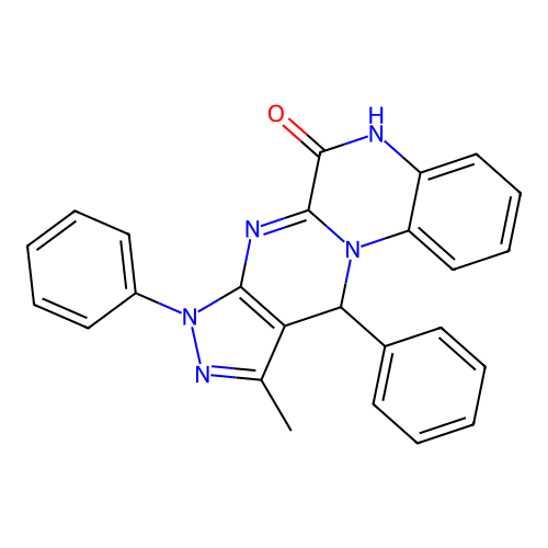 10-methyl-8,11-diphenyl-8,11-dihydropyrazolo[3',4':4,5]pyrimido[1,2-a]quinoxalin-6-ol structure
