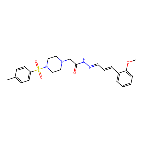 (E)-N'-((E)-3-(2-methoxyphenyl)allylidene)-2-(4-tosylpiperazin-1-yl)acetohydrazide structure