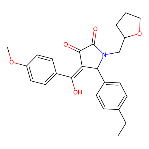 (4E)-5-(4-ethylphenyl)-4-[hydroxy(4-methoxyphenyl)methylidene]-1-(tetrahydrofuran-2-ylmethyl)pyrrolidine-2,3-dione structure