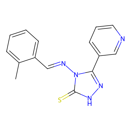 (E)-4-((2-methylbenzylidene)amino)-5-(pyridin-3-yl)-4H-1,2,4-triazole-3-thiol structure