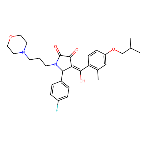 (4E)-5-(4-fluorophenyl)-4-[hydroxy-[2-methyl-4-(2-methylpropoxy)phenyl]methylidene]-1-(3-morpholin-4-ylpropyl)pyrrolidine-2,3-dione structure