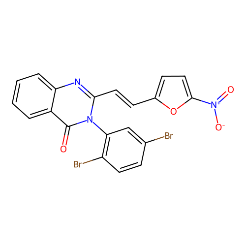 3-(2,5-dibromophenyl)-2-[(E)-2-(5-nitrofuran-2-yl)ethenyl]quinazolin-4(3H)-one structure