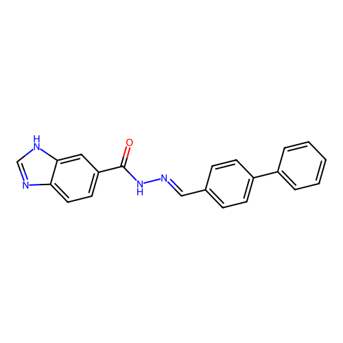 N'-[(E)-biphenyl-4-ylmethylidene]-1H-benzimidazole-5-carbohydrazide structure