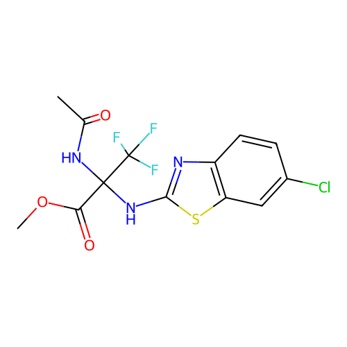 (S)-methyl 2-acetamido-2-((6-chlorobenzo[d]thiazol-2-yl)amino)-3,3,3-trifluoropropanoate structure