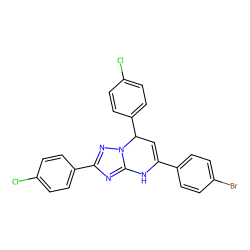 5-(4-bromophenyl)-2,7-bis(4-chlorophenyl)-1,7-dihydro-[1,2,4]triazolo[1,5-a]pyrimidine structure