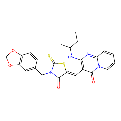 (Z)-3-(benzo[d][1,3]dioxol-5-ylmethyl)-5-((2-(sec-butylamino)-4-oxo-4H-pyrido[1,2-a]pyrimidin-3-yl)methylene)-2-thioxothiazolidin-4-one structure