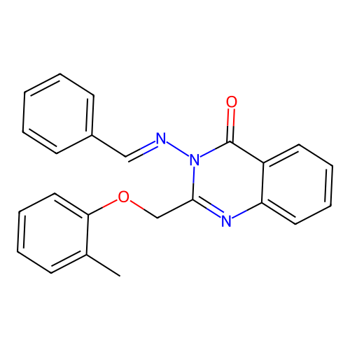 2-[(2-methylphenoxy)methyl]-3-{[(E)-phenylmethylidene]amino}quinazolin-4(3H)-one structure