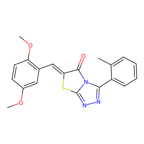 (Z)-6-(2,5-dimethoxybenzylidene)-3-(o-tolyl)thiazolo[2,3-c][1,2,4]triazol-5(6H)-one structure