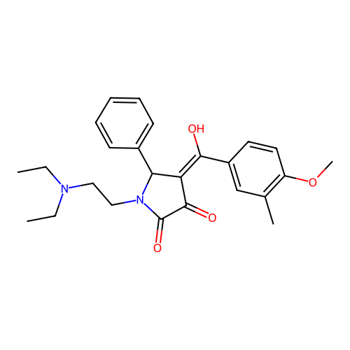 (4E)-1-(2-diethylaminoethyl)-4-[hydroxy-(4-methoxy-3-methylphenyl)methylidene]-5-phenylpyrrolidine-2,3-dione structure