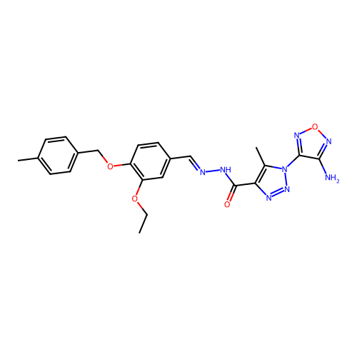 (E)-1-(4-amino-1,2,5-oxadiazol-3-yl)-N'-(3-ethoxy-4-((4-methylbenzyl)oxy)benzylidene)-5-methyl-1H-1,2,3-triazole-4-carbohydrazide structure
