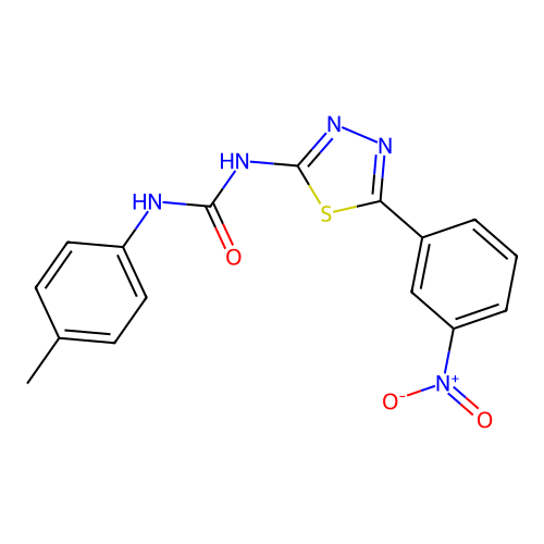 1-(4-methylphenyl)-3-[(2Z)-5-(3-nitrophenyl)-1,3,4-thiadiazol-2(3H)-ylidene]urea structure