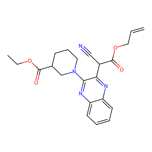 ethyl 1-(3-(2-(allyloxy)-1-cyano-2-oxoethyl)quinoxalin-2-yl)piperidine-3-carboxylate structure