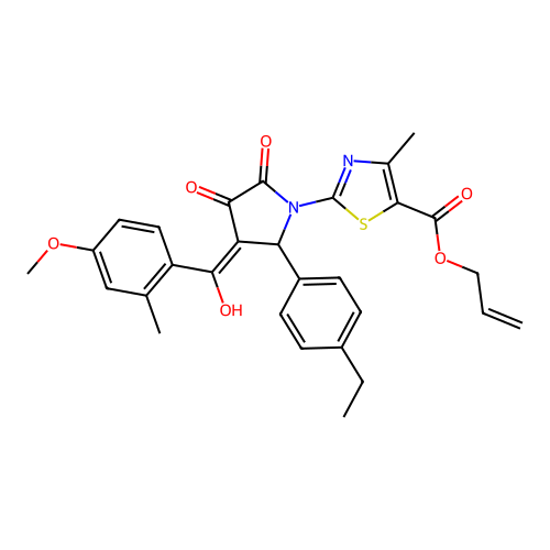 allyl 2-(2-(4-ethylphenyl)-4-hydroxy-3-(4-methoxy-2-methylbenzoyl)-5-oxo-2,5-dihydro-1H-pyrrol-1-yl)-4-methylthiazole-5-carboxylate structure