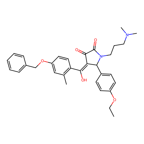 (4E)-1-[3-(dimethylamino)propyl]-5-(4-ethoxyphenyl)-4-[hydroxy-(2-methyl-4-phenylmethoxyphenyl)methylidene]pyrrolidine-2,3-dione structure
