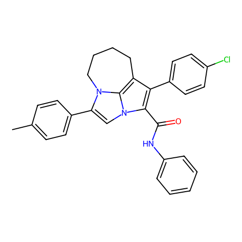 1-(4-chlorophenyl)-4-(4-methylphenyl)-N-phenyl-5,6,7,8-tetrahydro-2a,4a-diazacyclopenta[cd]azulene-2-carboxamide structure