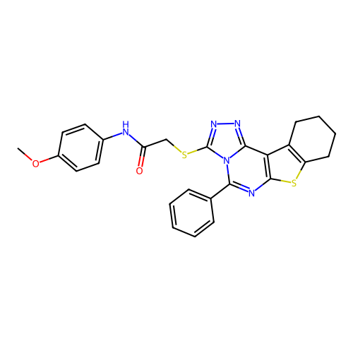 N-(4-methoxyphenyl)-2-((5-phenyl-8,9,10,11-tetrahydrobenzo[4,5]thieno[3,2-e][1,2,4]triazolo[4,3-c]pyrimidin-3-yl)thio)acetamide structure