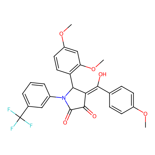 (4E)-5-(2,4-dimethoxyphenyl)-4-[hydroxy(4-methoxyphenyl)methylidene]-1-[3-(trifluoromethyl)phenyl]pyrrolidine-2,3-dione structure