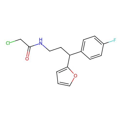 2-chloro-N-[3-(4-fluorophenyl)-3-(furan-2-yl)propyl]acetamide structure