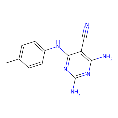 2,4-Diamino-6-(4-toluidino)-5-pyrimidinecarbonitrile structure