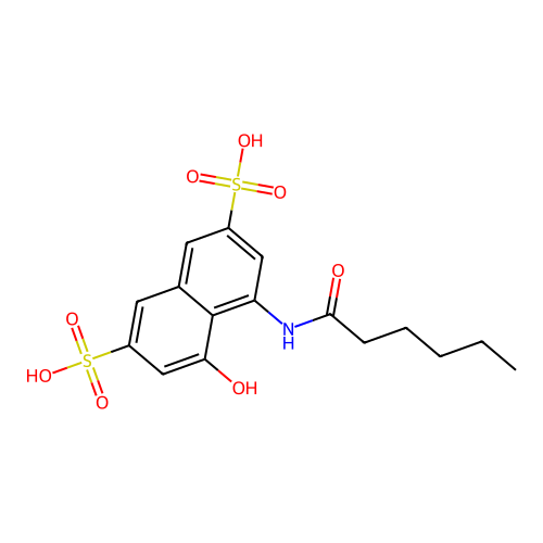 4-(Hexanoylamino)-5-hydroxynaphthalene-2,7-disulfonic acid structure