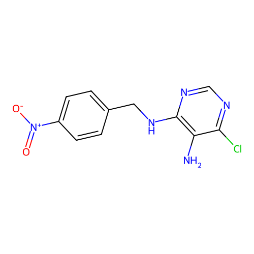 6-chloro-4-N-[(4-nitrophenyl)methyl]pyrimidine-4,5-diamine structure