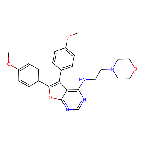 5,6-bis(4-methoxyphenyl)-N-(2-morpholinoethyl)furo[2,3-d]pyrimidin-4-amine structure