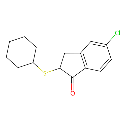 5-Chloro-2-cyclohexylsulfanyl-2,3-dihydroinden-1-one structure