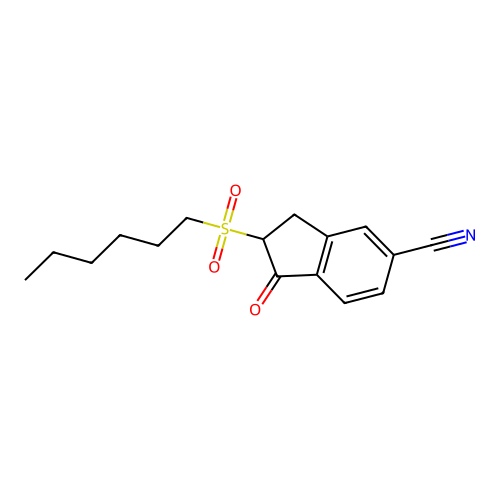 2-Hexylsulfonyl-1-oxo-2,3-dihydroindene-5-carbonitrile structure