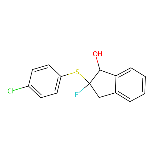 2-(4-Chlorophenyl)sulfanyl-2-fluoro-1,3-dihydroinden-1-ol structure