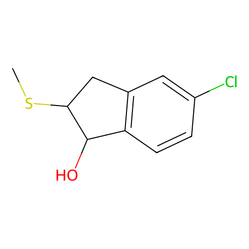 1H-Inden-1-ol, 5-chloro-2,3-dihydro-2-(methylthio)- structure