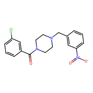 (3-Chlorophenyl)-[4-[(3-nitrophenyl)methyl]piperazin-1-yl]methanone structure