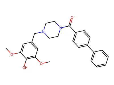 Biphenyl-4-yl[4-(4-hydroxy-3,5-dimethoxybenzyl)piperazin-1-yl]methanone structure
