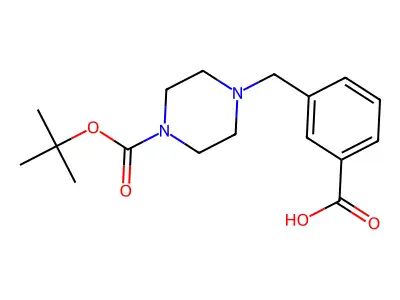 3-{[4-(Tert-butoxycarbonyl)piperazin-1-yl]methyl}benzoic acid structure