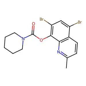 5,7-Dibromo-2-methylquinolin-8-yl piperidine-1-carboxylate structure