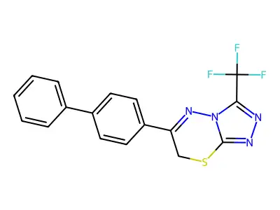 6-[1,1'-biphenyl]-4-yl-3-(trifluoromethyl)-7H-[1,2,4]triazolo[3,4-b][1,3,4]thiadiazine structure