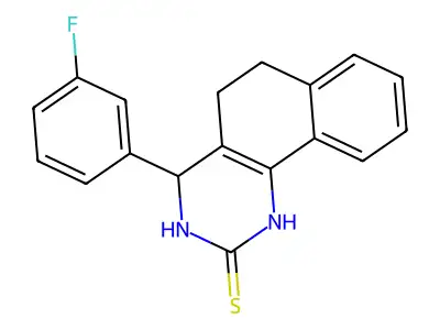 4-(3-fluorophenyl)-3,4,5,6-tetrahydrobenzo[h]quinazoline-2(1H)-thione structure