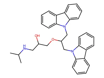 1-[1,3-Di(carbazol-9-yl)propan-2-yloxy]-3-(propan-2-ylamino)propan-2-ol structure