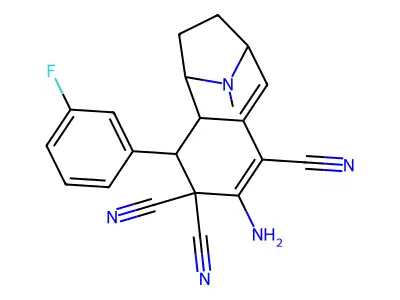 2-Amino-4-(3-fluorophenyl)-4,4a,5,6,7,8-hexahydro-10-methyl-3H-benzocyclohepten-5,8-imine-1,3,3-tricarbonitrile structure