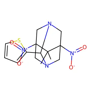 6,6-Dimethyl-5,7-dinitro-2-(thiophen-2-yl)-1,3-diazaadamantane structure